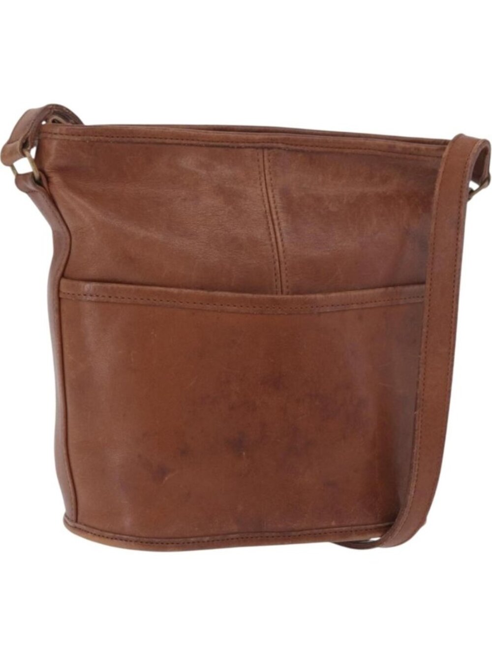 Coach Shoulder Bag Leather Brown Gold